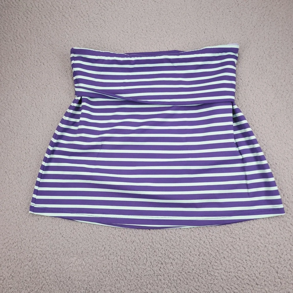 ELLIE KAI Skirt Womens Size 4 Mini Foldover Purple and Mint Stripe Activewear